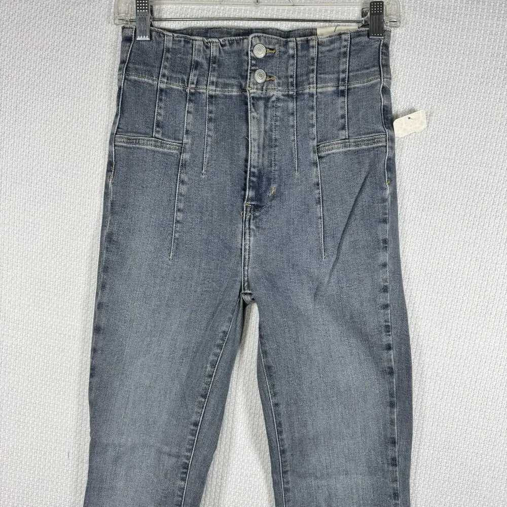 NWT Free People We The Free Jayde Jeans Size 27 High Rise Flare Leg Blue Denim